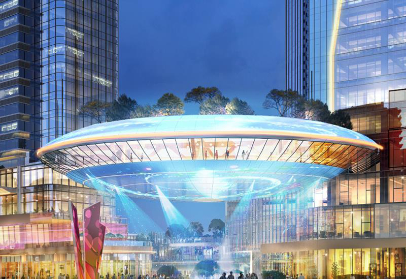 成都港汇新世界LED格栅屏项目 